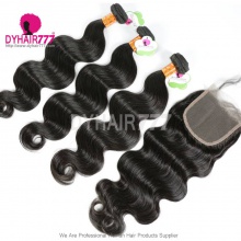 Best Match 4x4/5x5 Top Lace Closure With 4 or 3 Bundles Standard Virgin Hair Indian Body Wave Human Hair Extenions