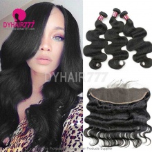 13x4/13x6 Lace Frontal With 3 or 4 Bundles Royal Virgin Brazilian Body Wave Human Hair Extensions