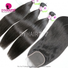Best Match 4x4/5x5 Top Lace Closure With 3 or 4 Bundles Standard Virgin Remy Hair Mongolian Silky Straight Hair Extensions