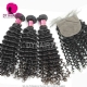 Best Match 4*4 Silk Base Closure With 3 or 4 Bundles Brazilian Deep Curly 14A Royal Grade Virgin Human Hair Extensions