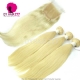 Best Match 4x4/5x5 Top Lace Closure With 3 or 4 Bundle Royal Virgin Remy Hair Silky Straight Hair Extensions #613 Blonde