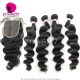 Best Match Top Lace Closure With 4 or 3 Bundles Standard Virgin Peruvian Loose Wave Human Hair Extensions