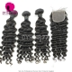 Best Match Top Lace Closure With 3 or 4 Bundles Peruvian Deep Wave 13A Standard Grade Virgin Human Hair Extensions