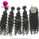 Best Match 4*4 Silk Base Closure With 4 or 3 Bundles 13A Standard Grade Virgin Peruvian Deep Wave Human Hair Extensions