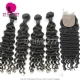 Best Match 4*4 Silk Base Closure With 4 or 3 Bundles Standard Virgin Peruvian Deep Wave Human Hair Extensions