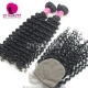 Best Match 4*4 Silk Base Closure With 3 or 4 Bundles Malaysian Deep Curly 14A Royal Grade Virgin Human Hair Extensions