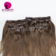 Brown Color 4 Clip In Hair Extensions Straight 100% Human Hair