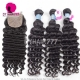 Best Match 4*4 Silk Base Closure With 4 or 3 Bundles Peruvian Deep Wave 14A Royal Grade Hair Virgin Remy Hair Extensions