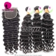 Best Match 4x4/5x5 Top Lace Closure With 3 or 4 Bundles Indian Deep Wave Standard Virgin Human Hair Extensions