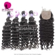 Best Match 4*4 Silk Base Closure With 3 or 4 Bundles Indian Deep Wave 13A Standard Grade Virgin Human Hair Extensions