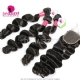 Best Match 4x4/5x5 Top Lace Closure With 3 or 4 Bundles Malaysian Loose Wave 13A Standard Grade Virgin Human Hair Extensions