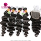 Best Match 4x4/5x5 Top Lace Closure With 4 or 3 Bundles Indian Loose Wave 13A Standard Grade Virgin Human Hair Extensions