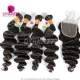 Best Match 4x4/5x5 Top Lace Closure With 4 or 3 Bundles Indian Loose Wave Standard Virgin Human Hair Extensions