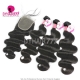 Best Match 4x4/5x5 Top Lace Closure With 3 or 4 Bundles Malaysian Body Wave 14A Royal Grade Virgin Human Hair Extensions