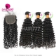 Best Match 4x4/5x5 Top Lace Closure With 3 or 4 Bundles Indian Deep Curly 13A Standard Grade Virgin Human Hair Extensions