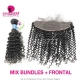 13x4/13x6 Lace Frontal With 3 Bundles Peruvian Deep Curly 13A Standard Grade Virgin Human Hair Extensions