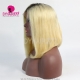 150% Density Bob Lace Front Wig Color 1B/613 Ombre Straight Virgin Human Lace Wig
