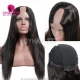 130% Density #1B Virgin Human Hair U Part Wigs Straight Hair Lace Front Wig