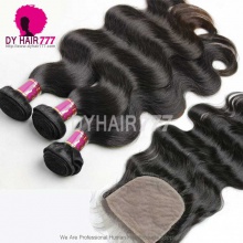 Best Match 4*4 Silk Base Closure With 3 or 4 Bundles Brazilian Body Wave Royal Virgin Human Hair Extensions