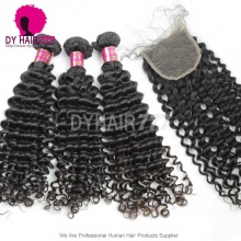 Best Match Top Lace Closure With 3 or 4 Bundles Brazilian Deep Curly Royal Virgin Human Hair Extensions