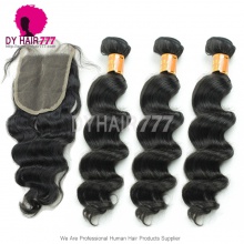 Best Match 4x4/5x5 Top Lace Closure With 3 or 4 Bundles Burmese Loose Wave 13A Standard Grade Virgin Human Hair Extensions