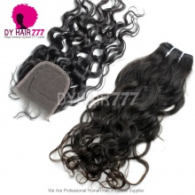 Best Match 4x4/5x5 Top Lace Closure With 4 or 3 Bundles Indian Natural Wave 13A Standard Grade Virgin Human Hair Extensions