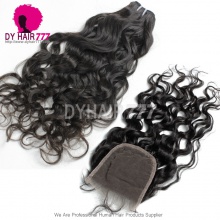 Best Match Top Lace Closure With 3 or 4 Bundles Mongolian Natural Wave Standard Virgin Human Hair Extensions