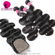 Best Match 4*4 Silk Base Closure With 3 or 4 Bundles Malaysian Body Wave Royal Virgin Human Hair Extensions