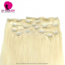 Blonde Color #613 Clip In Hair Extensions 100% Human Hair