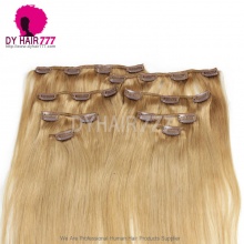 Light Brown Color #27 Clip In Hair Extensions 100% Human Hair