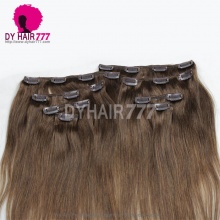 Brown Color 4 Clip In Hair Extensions Straight 100% Human Hair