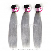 14A Royal Grade Virgin Human Hair 3 or 4 Bundles Silver Grey Ombre Hair Extension 