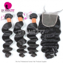 Best Match 4x4/5x5 Top Lace Closure With 3 or 4 Bundles Loose Wave Burmese Virgin Hair Royal Grade