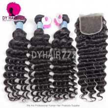 Best Match Royal 3 or 4 Bundles Peruvian Virgin Hair Deep Wave With Top Lace Closure Hair Extensions