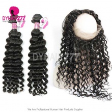 Royal Grade 2 or 3 Bundles Virgin Brazilian Deep Wave With 360 Lace Frontal Hair Extensions