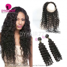 Royal Grade 2 or 3 Bundles Virgin European Deep Wave With 360 Lace Frontal Hair Extensions