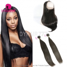 Royal Grade 2 or 3 Bundles Virgin European Straight Hair With 360 Lace Frontal Hair Extensions