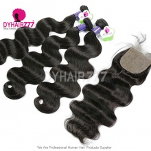 Best Match 4*4 Silk Base Closure With 3 or 4 Bundles Standard Virgin Hair Cambodian Body Wave Human Hair Extenions