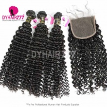 Best Match 4x4/5x5 Top Lace Closure With 3 or 4 Bundle European Deep Curly 14A Royal Grade Virgin Human Hair Extensions