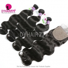 Best Match 4X4 Silk Base Closure With 3 or 4 Bundles Standard Virgin Hair Mongolian Body Wave Human Hair Extenions