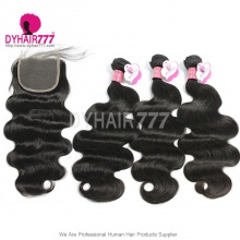 Best Match Top Lace Closure With 3 or 4 Bundles Malaysian Body Wave Royal Virgin Human Hair Extensions