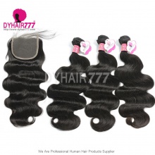 Best Match 4x4/5x5 Top Lace Closure With 3 or 4 Bundles Malaysian Body Wave 14A Royal Grade Virgin Human Hair Extensions