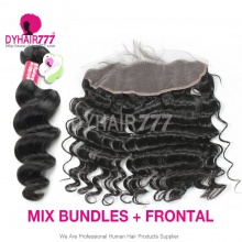 13x4 Lace Frontal With 3 or 4 Bundles Standard Virgin Malaysian Loose Wave Human Hair Extensions