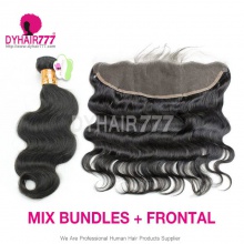 13x4 Lace Frontal With 3 or 4 Bundles Burmese Body Wave Standard Virgin Hair Human Hair Extenions