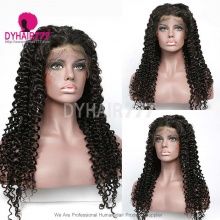 130% Density 1B# Top Quality Virgin Human Hair Italian Curly Lace Frontal Wigs
