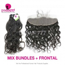 13x4 Lace Frontal With 3 or 4 Bundles Standard Virgin Indian Natural Wave Human Hair Extensions