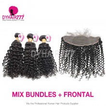 13x4 Lace Frontal With 3 or 4 Bundles Standard Virgin Indian Deep Curly Human Hair Extensions