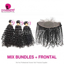 13x4/13x6 Lace Frontal With 3 or 4 Bundles 13A Standard Grade Virgin Indian Deep Curly Human Hair Extensions