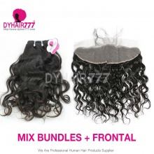 13x4 Lace Frontal With 3 or 4 Bundles Royal Virgin Malaysian Natural Wave Human Hair Extensions