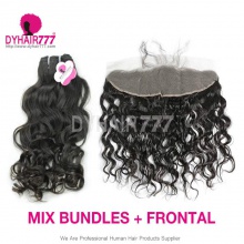 13x4 Lace Frontal With 3 or 4 Bundles Royal Virgin Peruvian Natural Wave Human Hair Extensions